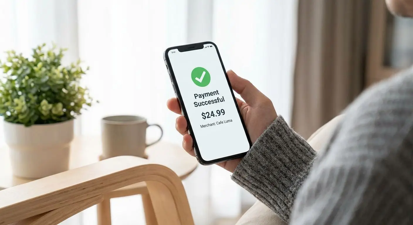 Successful payment confirmation on a mobile app screen