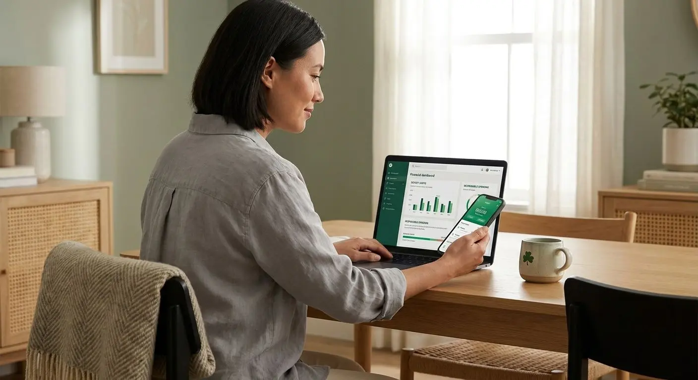 Safe deposits and responsible limits at PlayOJO User managing safe deposits and budget limits on laptop and phone