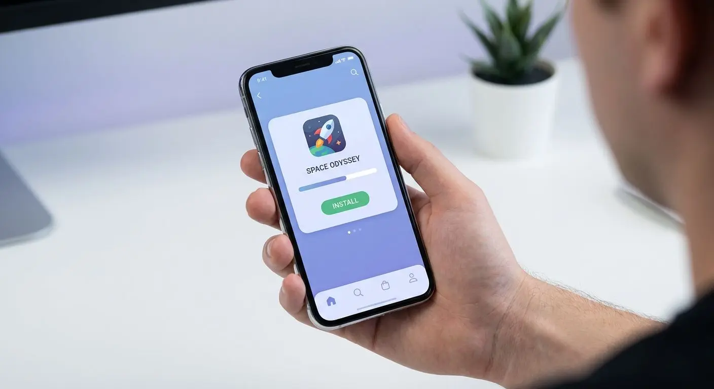 Phone screen showing mobile app installation steps