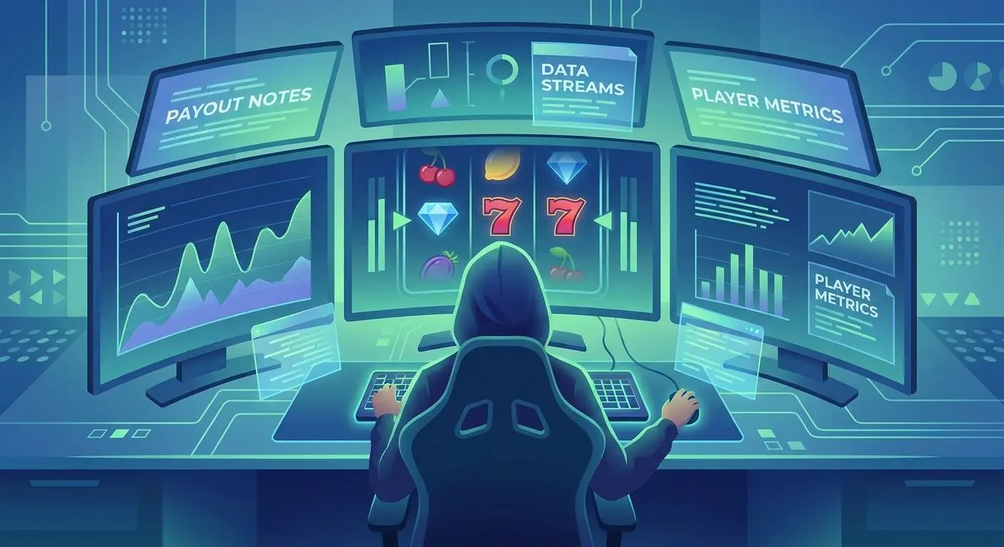 Abstract online gaming expert illustration with payout analysis screens