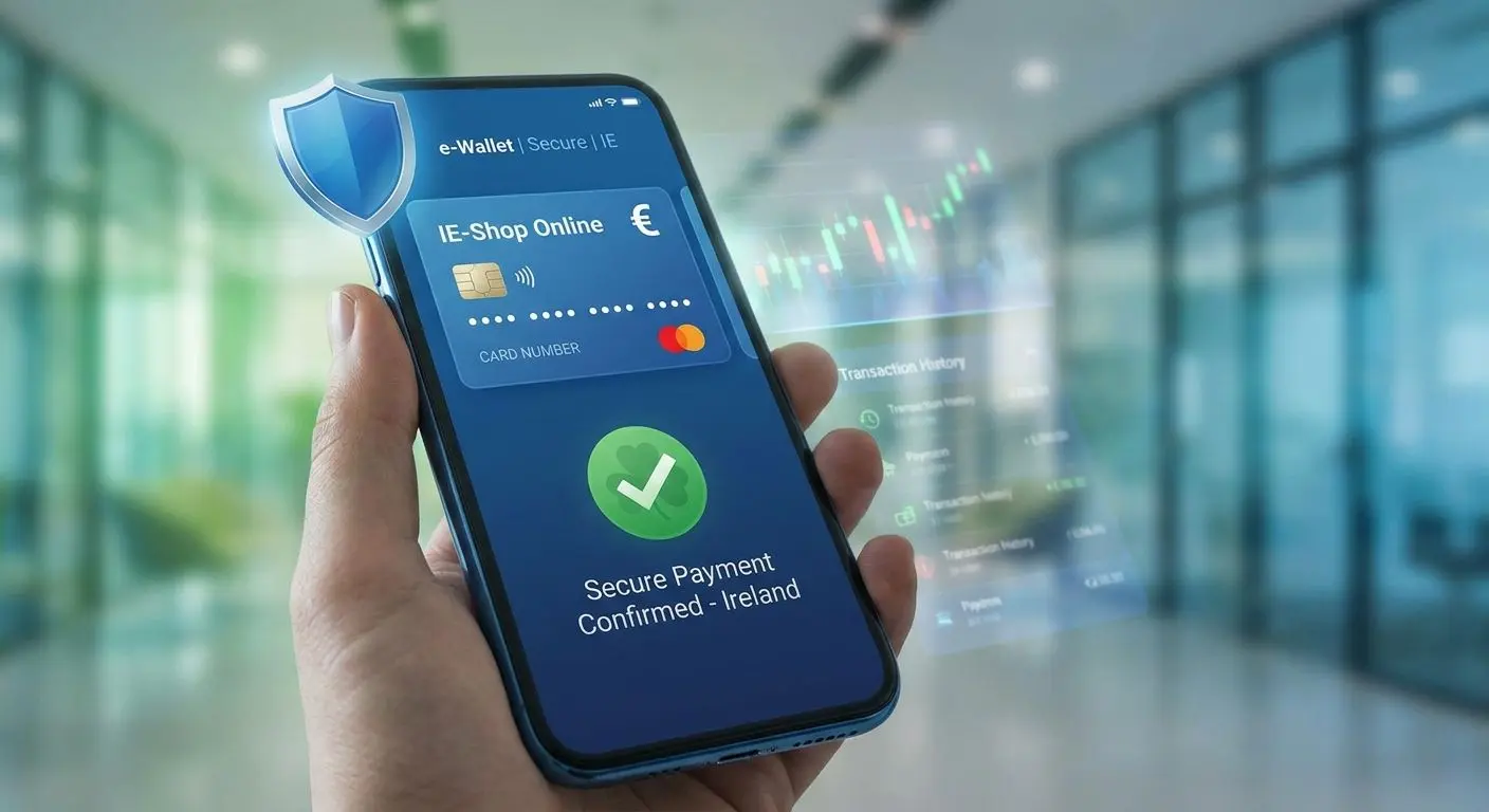 Secure e-wallet payment on smartphone for Irish online payments