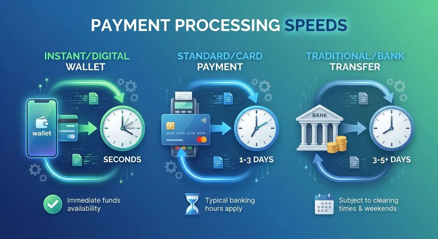 Infographic showing different payout speeds by payment method