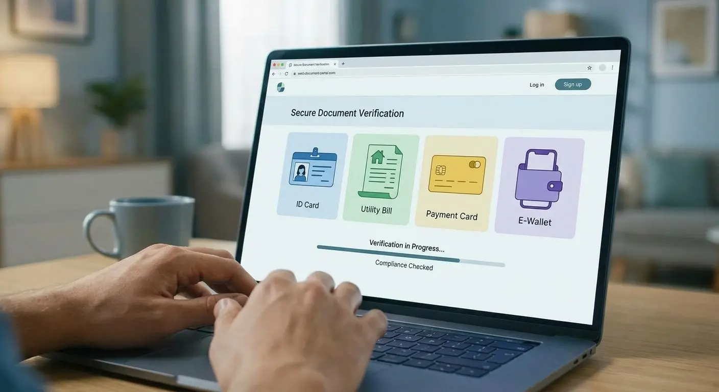 User uploading ID address and payment documents for account verification