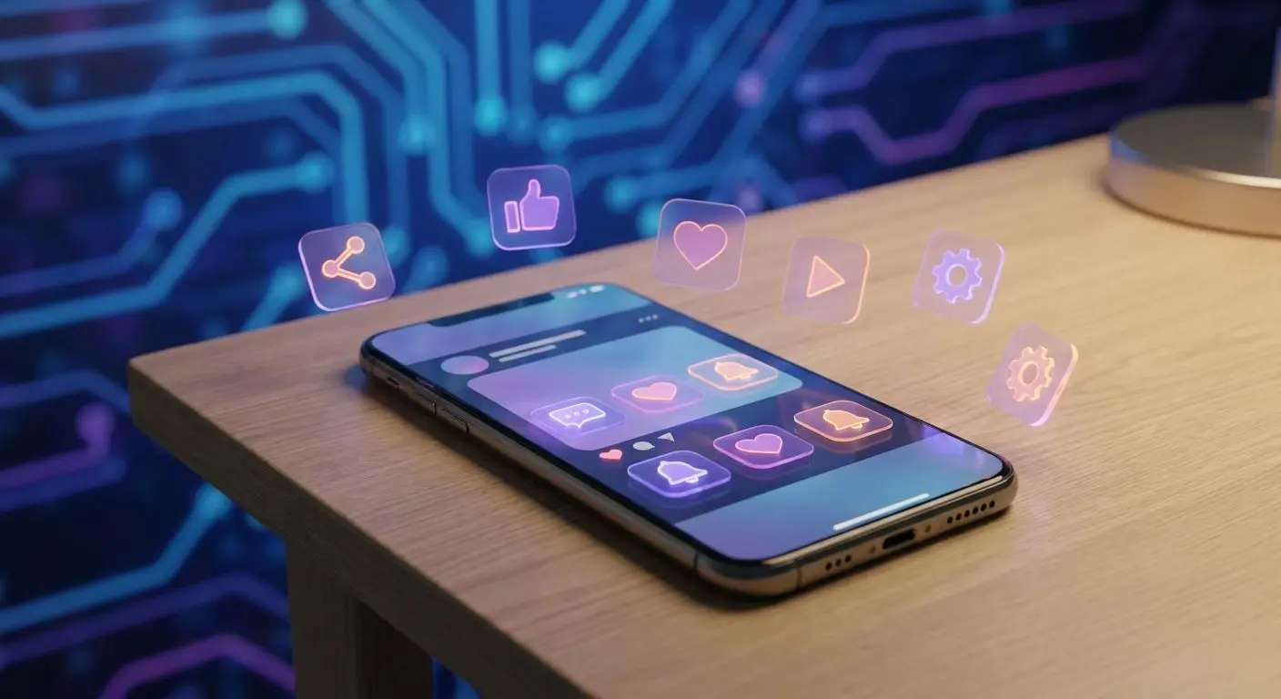 Smartphone with social media update notifications